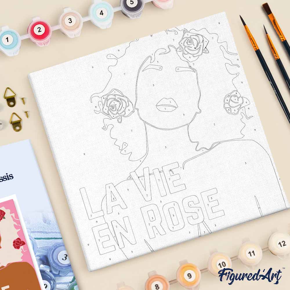 Mini Paint By Numbers 20X20Cm With Frame La Vie En Rose