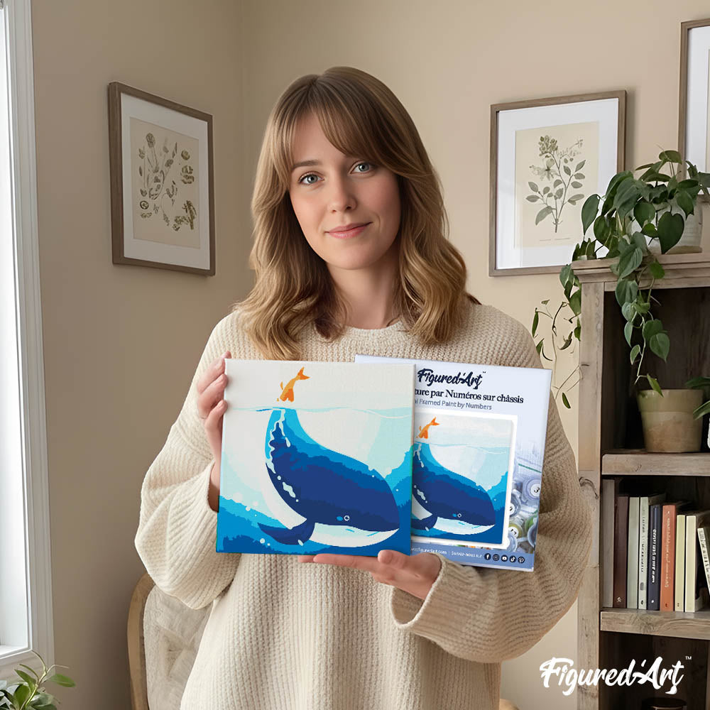 Mini Paint By Numbers 20X20Cm With Frame Blue Whale