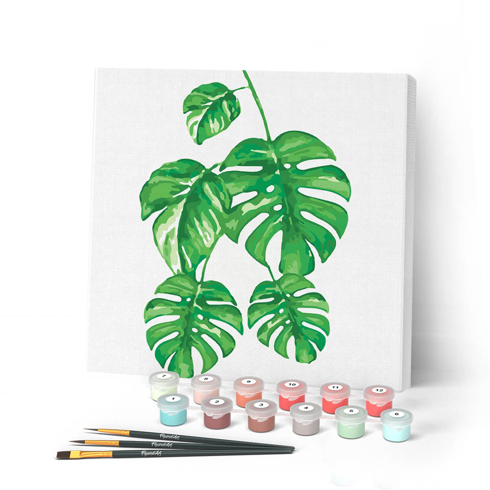 Mini Dipinto Con I Numeri 20X20Cm Con Cornice Foglie