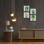 Mini Dipinto Con I Numeri 20X20Cm Con Cornice Foglie