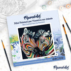 Mini Paint By Numbers 20X20Cm With Frame Colourful Zebra Couple