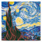 Mini pintura por números 20x20cm con marco Van Gogh Noche estrellada
