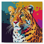 Mini pintura por números 20x20cm con marco Leopardo abstracto Pop Art