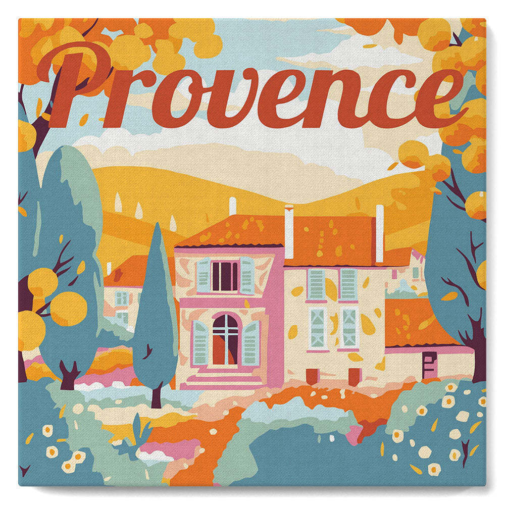 Mini Peinture Par Numéros 20X20Cm Avec Cadre Automne En Provence