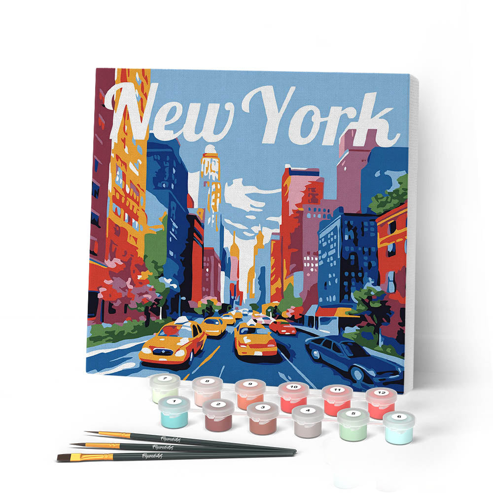 Mini Paint By Numbers 20x20cm With Frame New York