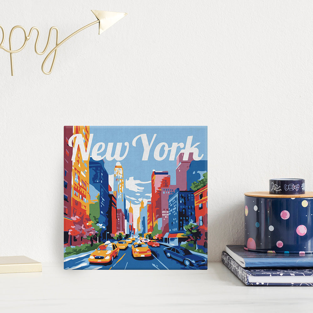 Mini Paint By Numbers 20x20cm With Frame New York
