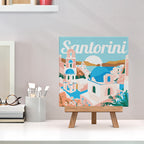Mini pintura por números 20x20cm con marco Amanecer en Santorini
