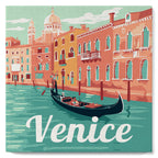 Mini pintura por números 20x20cm con marco Góndolas en Venecia