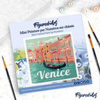 Mini pintura por números 20x20cm con marco Góndolas en Venecia