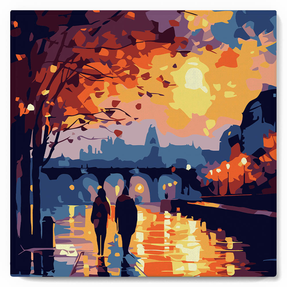 Mini Peinture Par Numéros 20X20Cm Avec Cadre Nuit Romantique