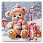 Mini Paint By Numbers 20X20Cm With Frame Teddy Bear And Presents