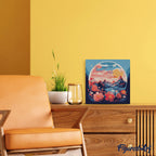 Mini Peinture Par Numéros 20X20Cm Avec Cadre Montagnes Et Boule De Verre