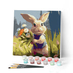 Mini Paint By Numbers 20X20Cm With Frame Rabbit And Wildflowers