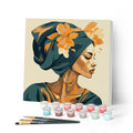 Mini Peinture Par Numéros 20X20Cm Avec Cadre Femme Au Turban Floral