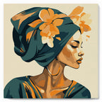 Mini Peinture Par Numéros 20X20Cm Avec Cadre Femme Au Turban Floral