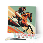 Mini Peinture Par Numéros 20X20Cm Avec Cadre Affiche Sportive Equitation