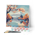 Mini Paint by Numbers 20x20cm with frame Lake and Mount Fuji
