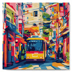 Mini Peinture Par Numéros 20X20Cm Avec Cadre Bus De La Ville De Tokyo