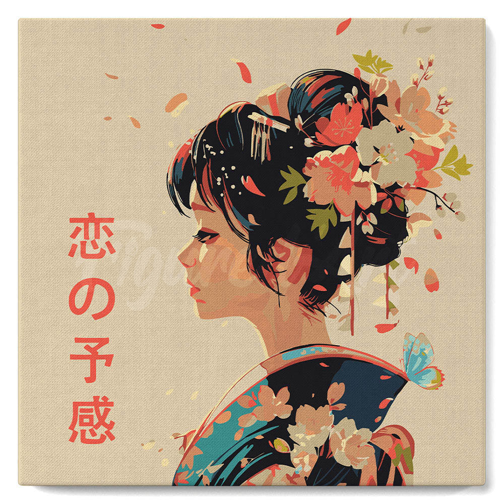 Mini Peinture Par Numéros 20X20Cm Avec Cadre L’Amour À La Japonaise