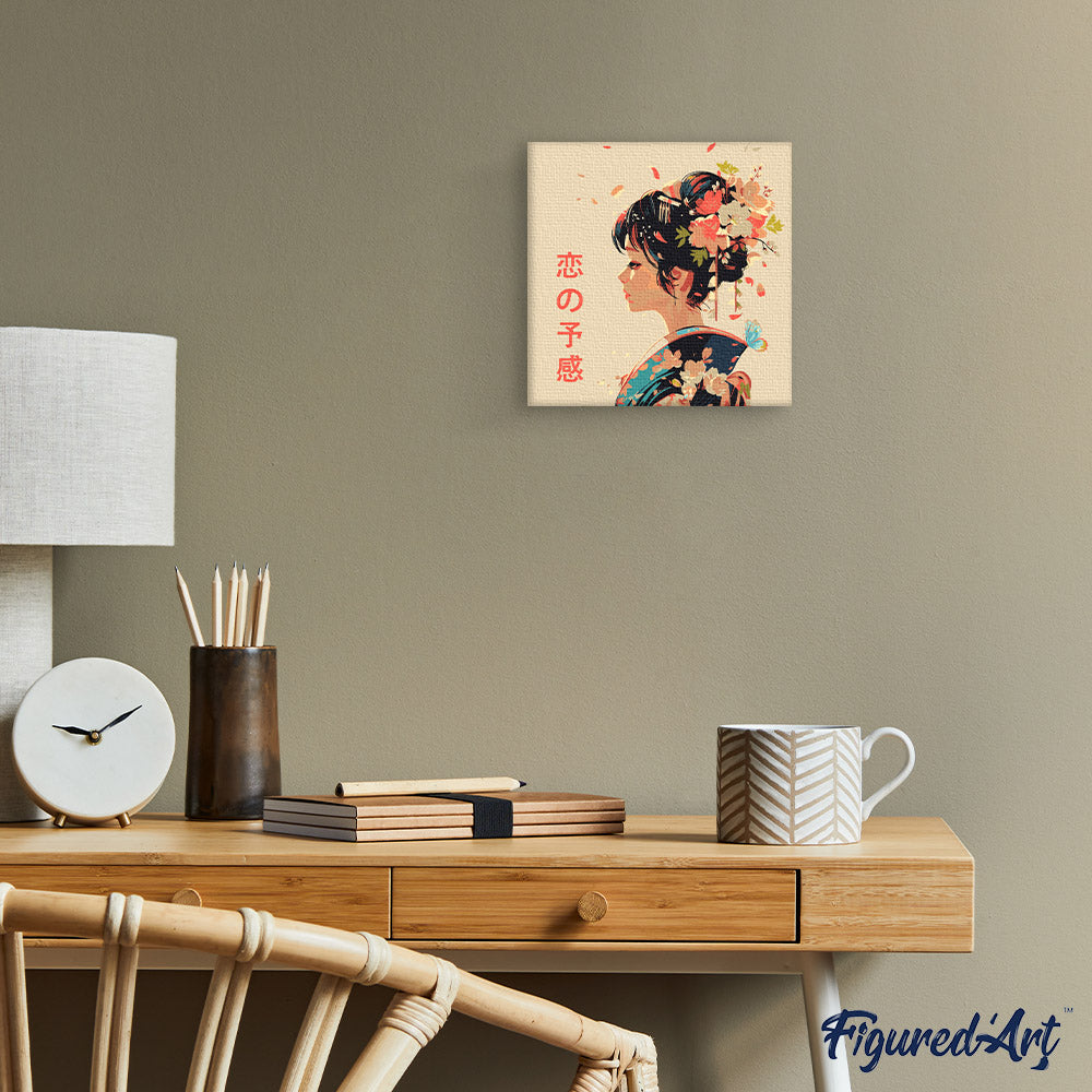 Mini Peinture Par Numéros 20X20Cm Avec Cadre L’Amour À La Japonaise