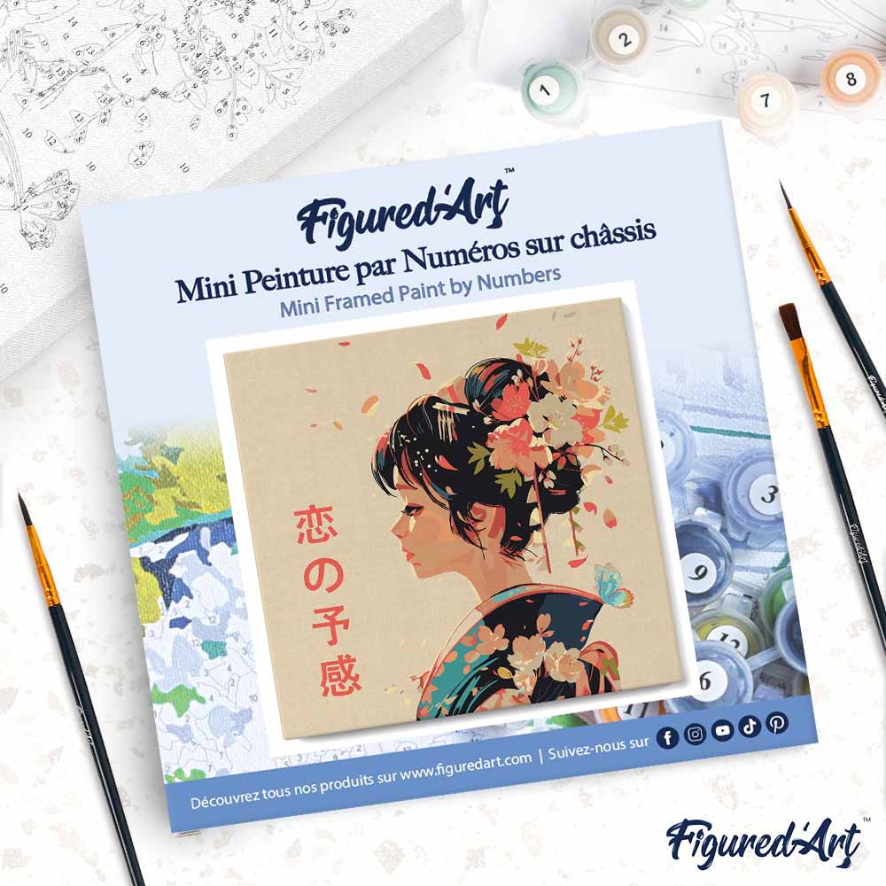 Mini Peinture Par Numéros 20X20Cm Avec Cadre L’Amour À La Japonaise