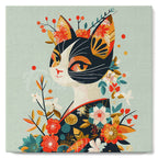 Mini Paint By Numbers 20x20cm With Frame Floral Cat In Kimono