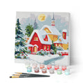Mini Paint by Numbers 20X20Cm with Frame Red House in Winter