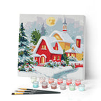 Mini Paint by Numbers 20X20Cm with Frame Red House in Winter