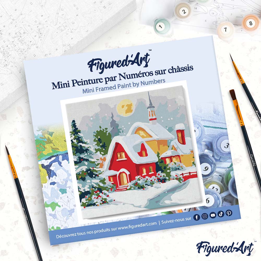 Mini Paint by Numbers 20X20Cm with Frame Red House in Winter
