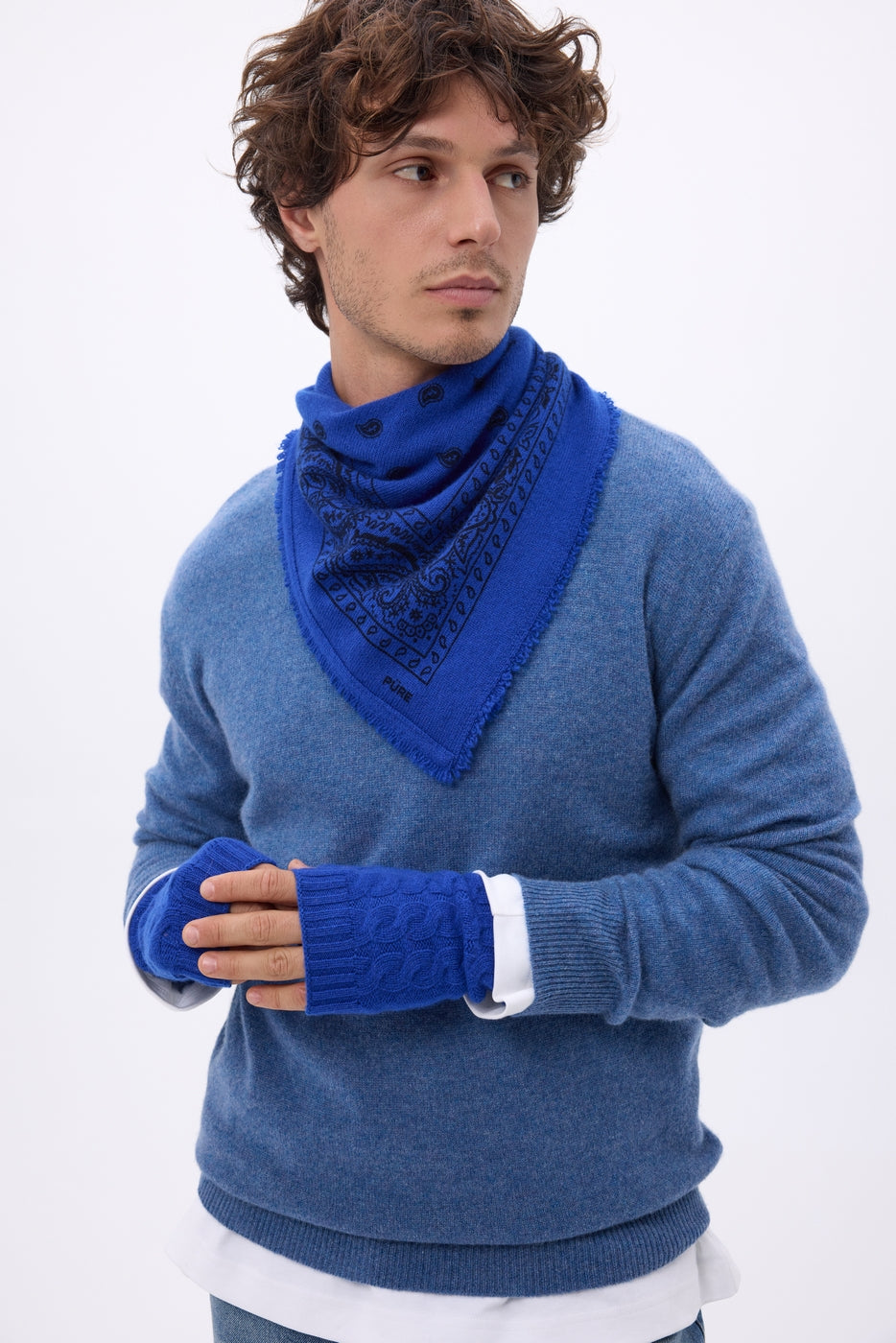 Muffole Sfez - Blu reale - Unisex - 100% cashmere