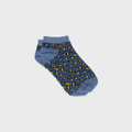 Calzini Bassi Glitterati In Cotone Pettinato Leopardati - Blu Navy