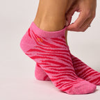 Socquettes Pailletées En Coton Peigné Zèbre - Rose Et Rouge