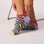 Calze Corte Glitterate in Cotone Pettinato Zebra - Nero e Beige