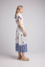 Long Dress - White and Navy