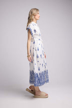 Long Dress - White and Navy