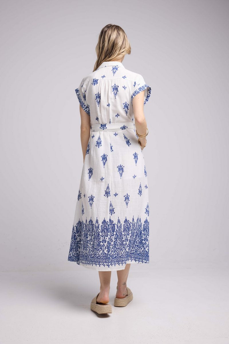 Long Dress - White and Navy