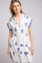 Long Dress - White and Navy
