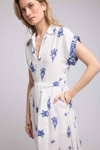 Long Dress - White and Navy