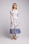 Long Dress - White and Navy