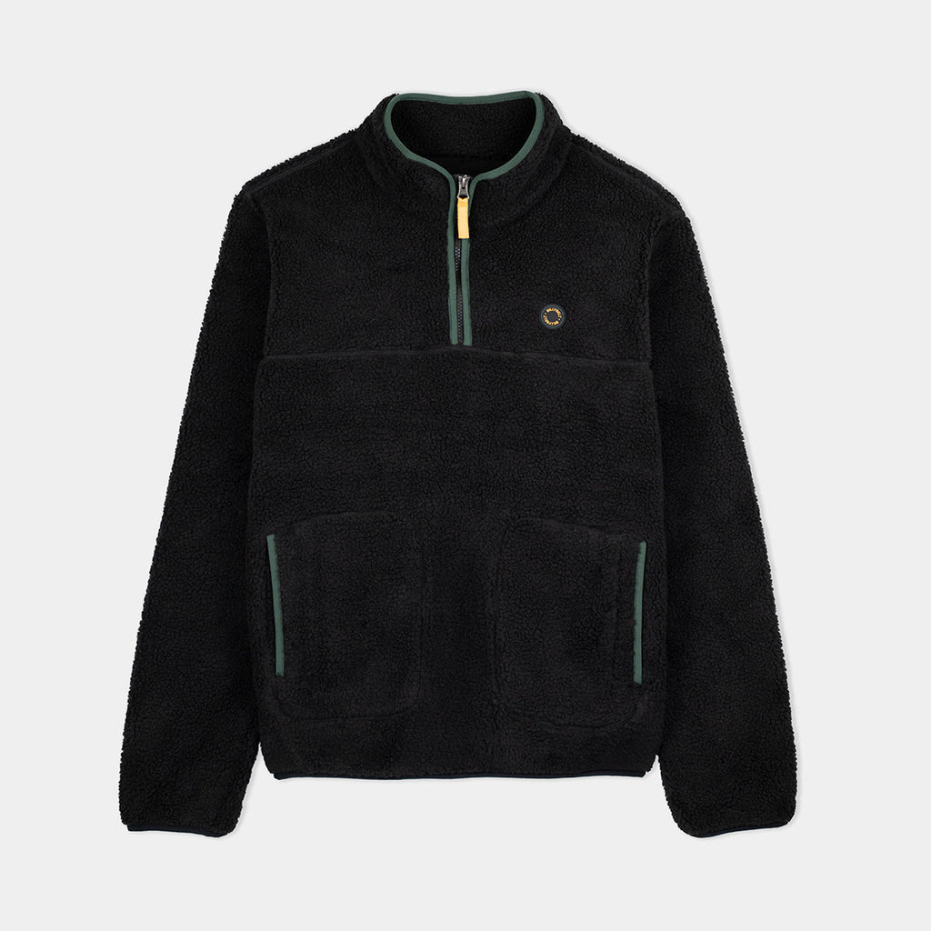 Zip-Neck Sherpa Jumper - Ebony