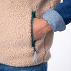 Veste Sherpa Mixte Zippée Sans Manches - Naturel Et Bordeaux