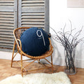 Round Screen-Printed Linen Cushion Shiningtypo 9 - Charbon