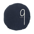 Round Screen-Printed Linen Cushion Shiningtypo 9 - Charbon