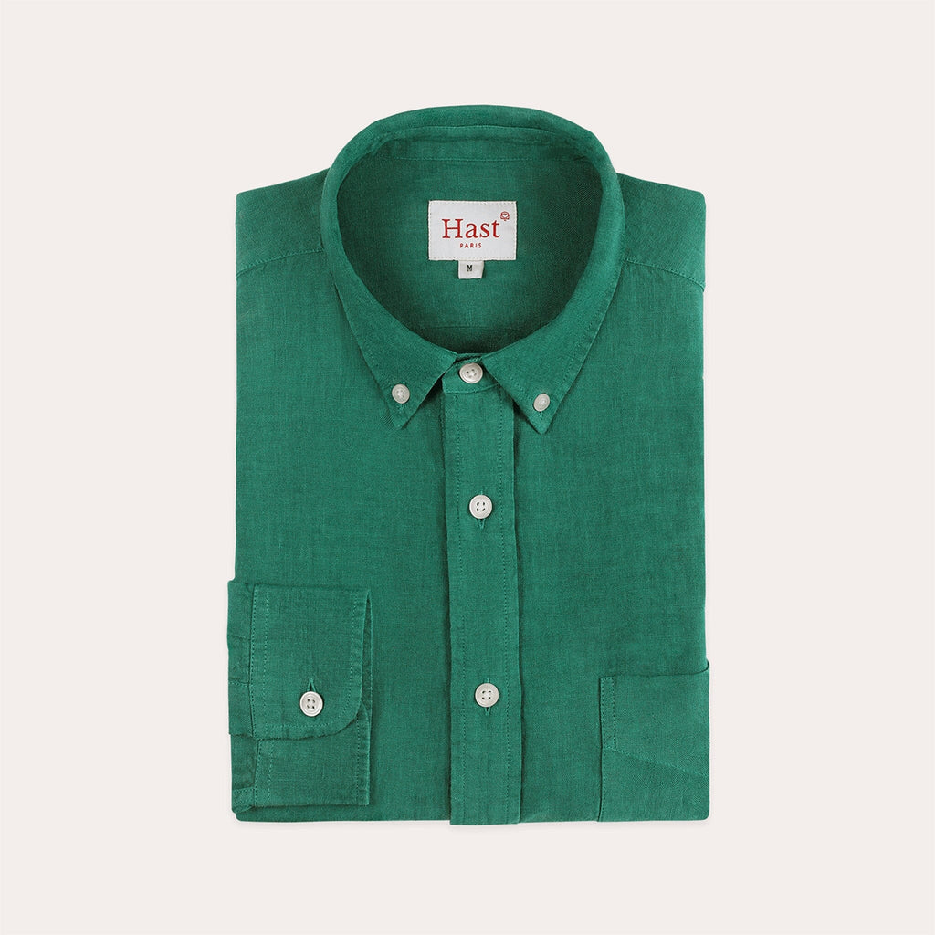 Chemise En Lin Vert Émeraude
