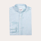 Chemise En Coton Et Lin À Rayures Turquoise