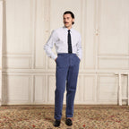 Chemise En Coton Et Lin À Rayures Bleues