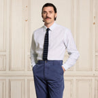 Chemise En Coton Et Lin À Rayures Bleues