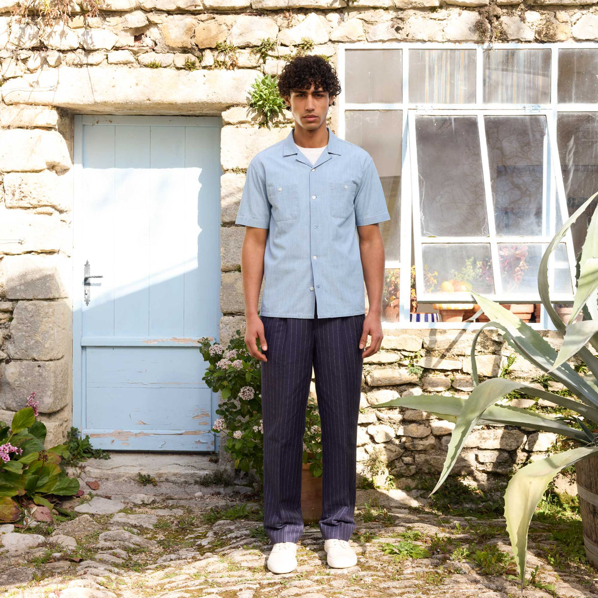 Chemise À Manches Courtes En Chambray