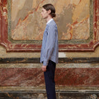 Chemise En Coton Bleue À Rayures Blanches