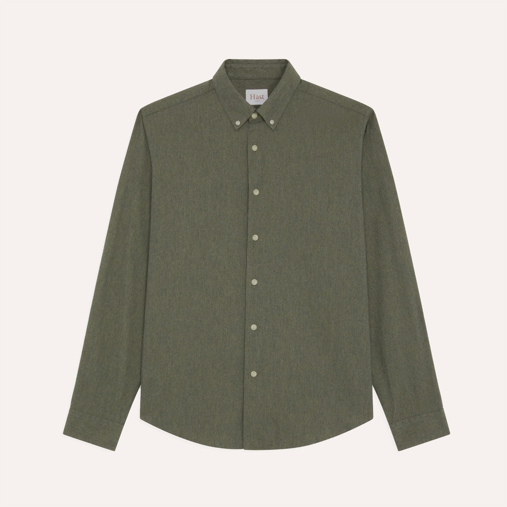 Chemise En Flanelle Vert Chiné À Microchevrons